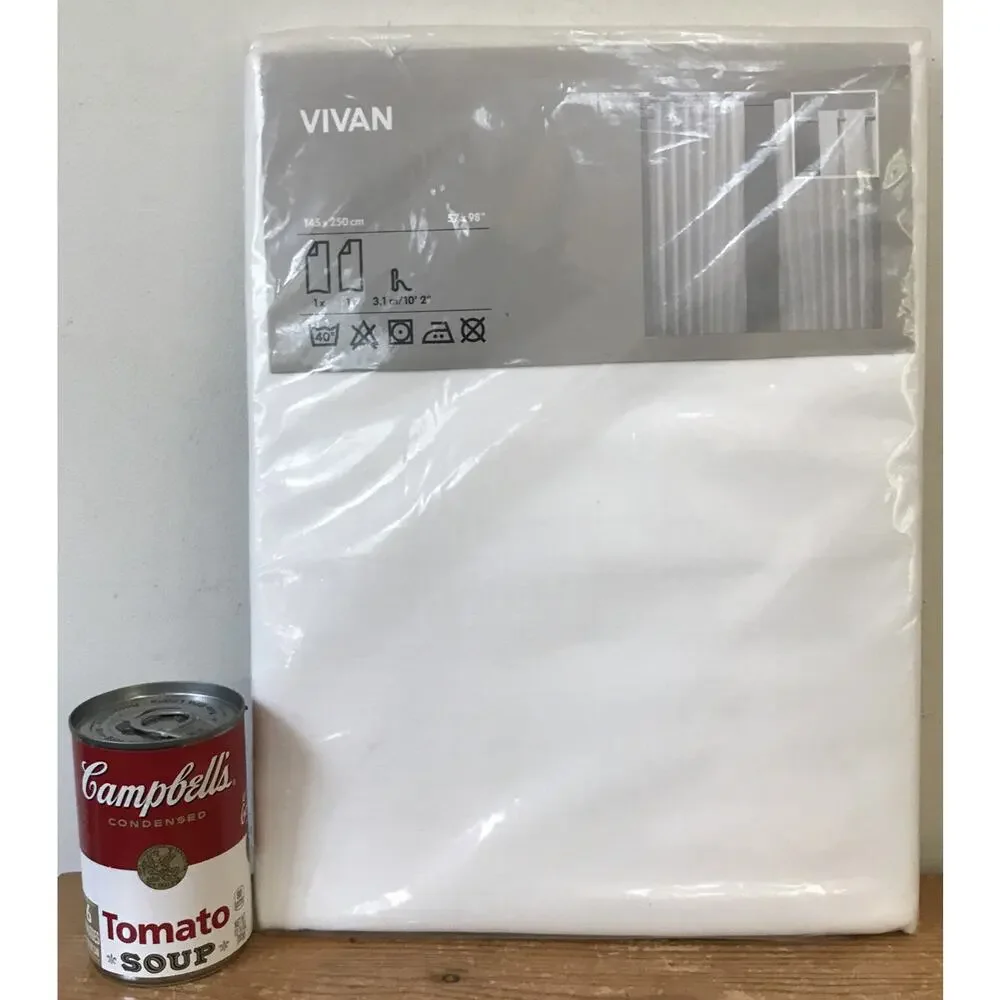 IKEA Vivan Sheer White Cotton Blend Curtains 2 Panels 57